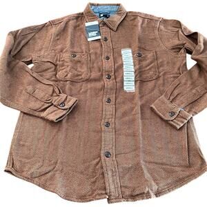 Lands’ End Mens Brown Herringbone Heavyweight Shirt